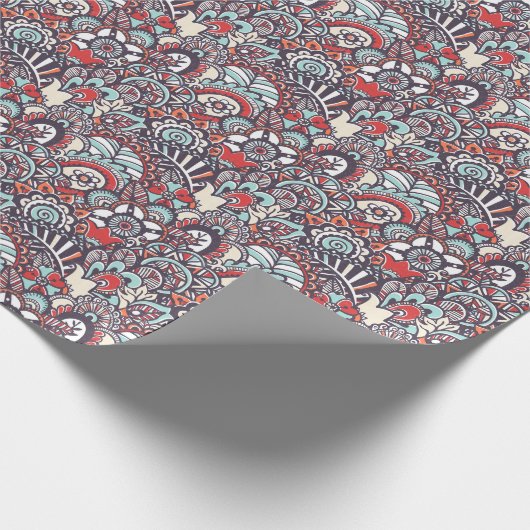 Papier Cadeau Paisley Floral Doodle Pattern (Coin)