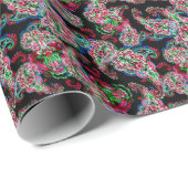 Papier Cadeau Paisley Floral Pattern, Ethnic Arrière - plan. (Coin rond)