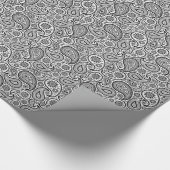 Papier Cadeau Paisley florale élégant noir et blanc (Coin)
