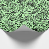 Papier Cadeau Paisley florale noire et verte (Coin)