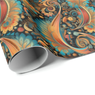 Papier Cadeau Paisley Golden Flower Abstrait Motif 11