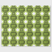 Papier Cadeau Paisley le mignon robot vert (Plat)