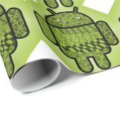 Papier Cadeau Paisley le mignon robot vert (Coin rond)