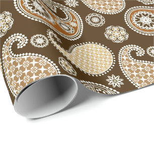 Papier Cadeau Paisley motif, Chocolat Brown et Tan