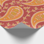 Papier Cadeau Paisley motif. Concombre turc. Maroon-orange c (Coin)