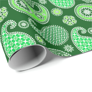 Papier Cadeau Paisley motif, Emerald et Jade Green