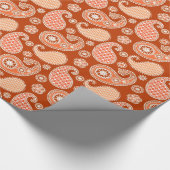 Papier Cadeau Paisley motif, Mandarin Orange et Blanc (Coin)