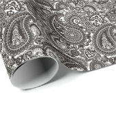 Papier Cadeau Paisley noir et blanc (Coin rond)