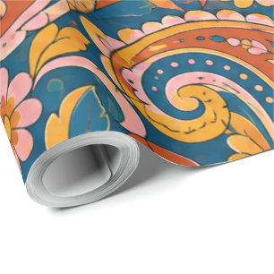 Papier cadeau Paisley sans couture Terracotta et B