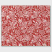Papier Cadeau Paisley Vintage Rouge Et Blanc (Plat)
