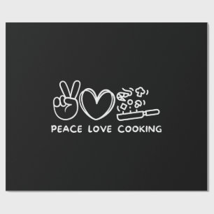 Papier Cadeau Paix, Amour Cuisine Rétro Cuisine Amateur Chef Nou