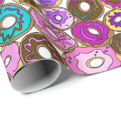 Papier Cadeau Paix Amour et Donuts (Coin rond)