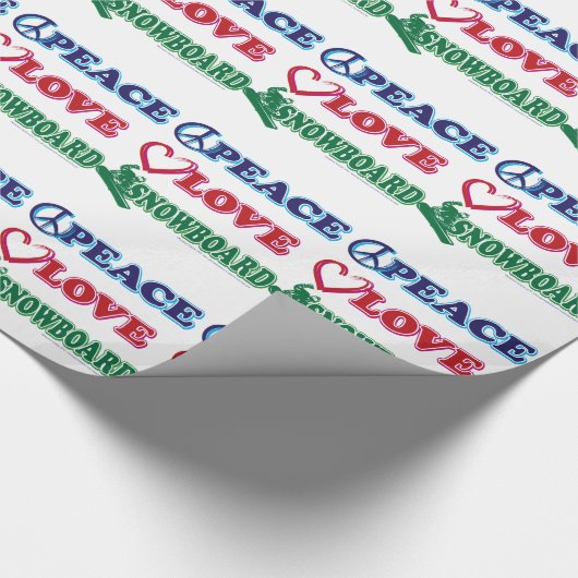 Papier Cadeau Paix, Amour, snowboard (Coin)