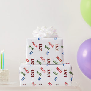 Papier Cadeau Paix colorée Amour & Joie Simple Noël Moderne