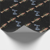 Papier Cadeau Paix et amour Noisette de Noël bleu (Coin)