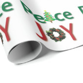 Papier Cadeau Paix et joie Noël Motif papier enveloppement (Coin rond)