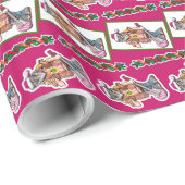 Papier Cadeau Paix hippie de Père Noël (Coin rond)