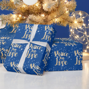 Papier Cadeau Paix Joie Amour avec étoiles