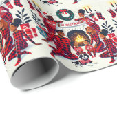 Papier Cadeau Pajama de la famille afra-américaine (Coin rond)