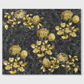 Papier Cadeau Palais Floral Acanthus Noir & Or (Plat)