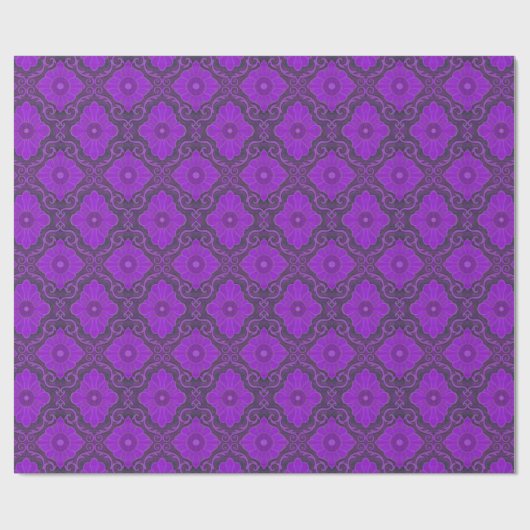 Papier Cadeau "Palatial floral" motif bohème violet & violet (Plat)