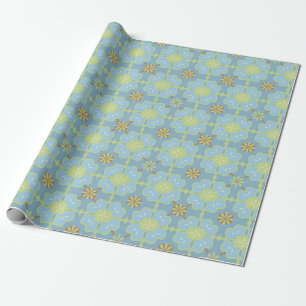 Papier Cadeau Pale Aqua Blue Floral Block Carrelage Beau Motif