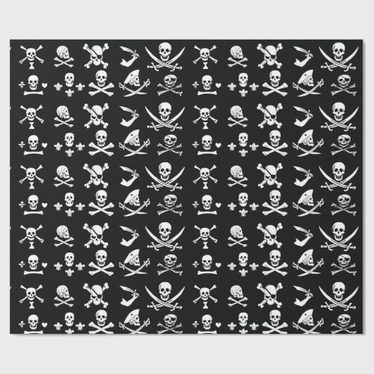 PAPIER CADEAU PÂLE DE PIRATES NOIRES, OBJETS TRAVERSÉS, ÉPINES (Plat)