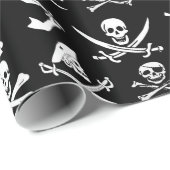 PAPIER CADEAU PÂLE DE PIRATES NOIRES, OBJETS TRAVERSÉS, ÉPINES (Coin rond)