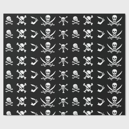 PAPIER CADEAU PÂLE DE PIRATES NOIRES, OBJETS TRAVERSÉS, ÉPINES (Plat)