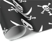 PAPIER CADEAU PÂLE DE PIRATES NOIRES, OBJETS TRAVERSÉS, ÉPINES (Coin rond)