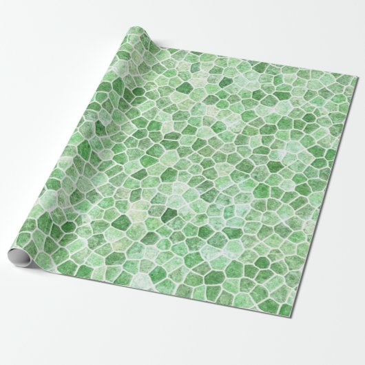 Papier Cadeau Pale Émeraude et Pistache Pavage Patchwork (Déroulé)