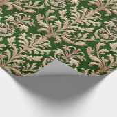 Papier Cadeau Pale Or Floral Damas Velvet vert chaud (Coin)