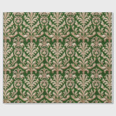Papier Cadeau Pale Or Floral Damas Velvet vert chaud (Plat)