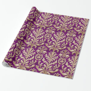 Papier Cadeau Pale Or Floral Damask Royal Rose Velvet