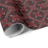 Papier Cadeau Palestine Broderie Tatreez Motif12 crm-rouge (Coin rond)