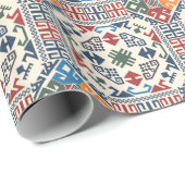 Papier Cadeau Palestine traditionnelle Broderie tatreez boho (Coin rond)