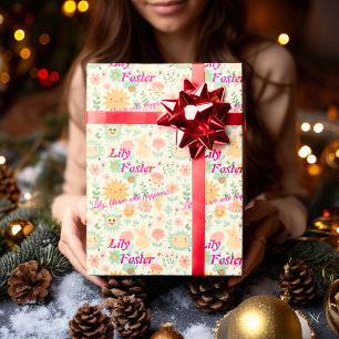Papier Cadeau Palette Pastel Florale Kawaii Personnalisée pour E