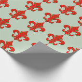 Papier Cadeau Pâlissez - le vert avec Fleur de Lis (Coin)