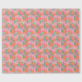 Papier Cadeau Palm Beach Aquarelle de Noël Orange (Plat)