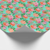 Papier Cadeau Palm Beach Aquarelle de Noël Orange (Coin)