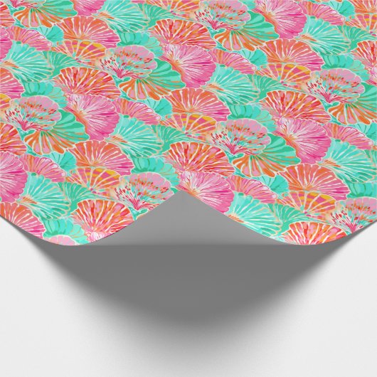 Papier Cadeau Palm Beach Coquillages océaniques tropicaux (Coin)