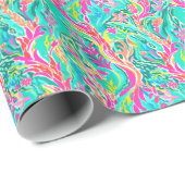 Papier Cadeau Palm Beach Corail sous-marin tropical (Coin rond)