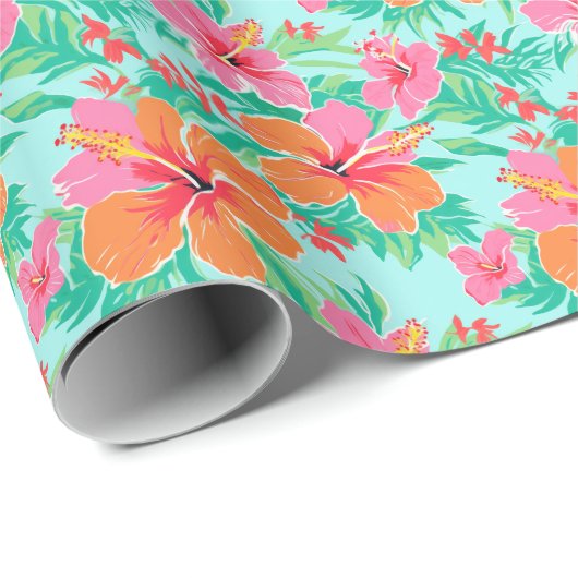 Papier Cadeau Palm Beach Fleurs tropicales (Coin rond)