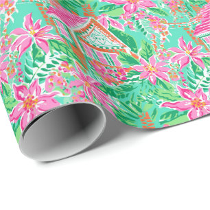 Papier Cadeau Palm Beach Noël Aquarelle Pain d'épices Maisons