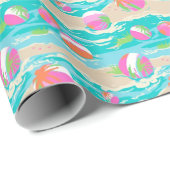 Papier Cadeau Palm Beach Tropical Island Beach Balls (Coin rond)