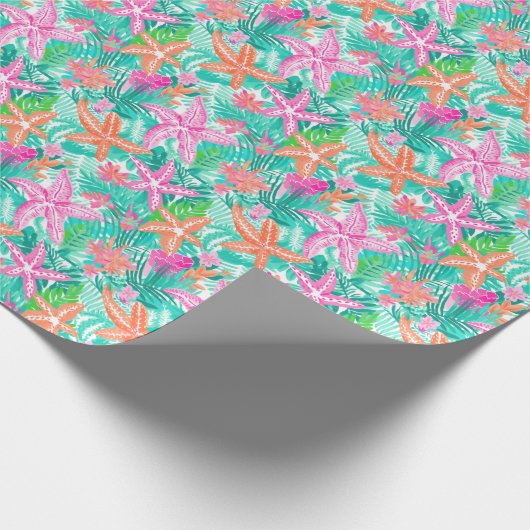 Papier Cadeau Palm Beach Tropical Ocean Starfish (Coin)