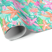 Papier Cadeau Palm Beach Tropical Ocean Starfish (Coin rond)