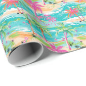 Papier Cadeau Palm Beach Tropical Palm Tree (Coin rond)