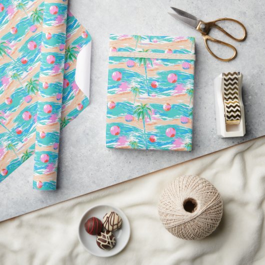 Papier Cadeau Palm Beach Tropical Palm Tree Island Beach Ball (Artisanat)