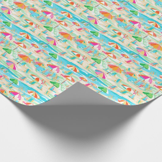 Papier Cadeau Palm Beach Tropical Sandy Beach Parasols (Coin)